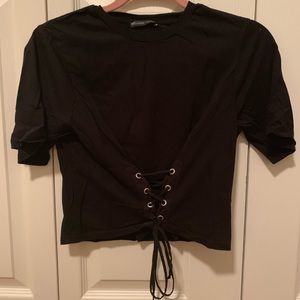 Zara Black Corset T-Shirt Top
